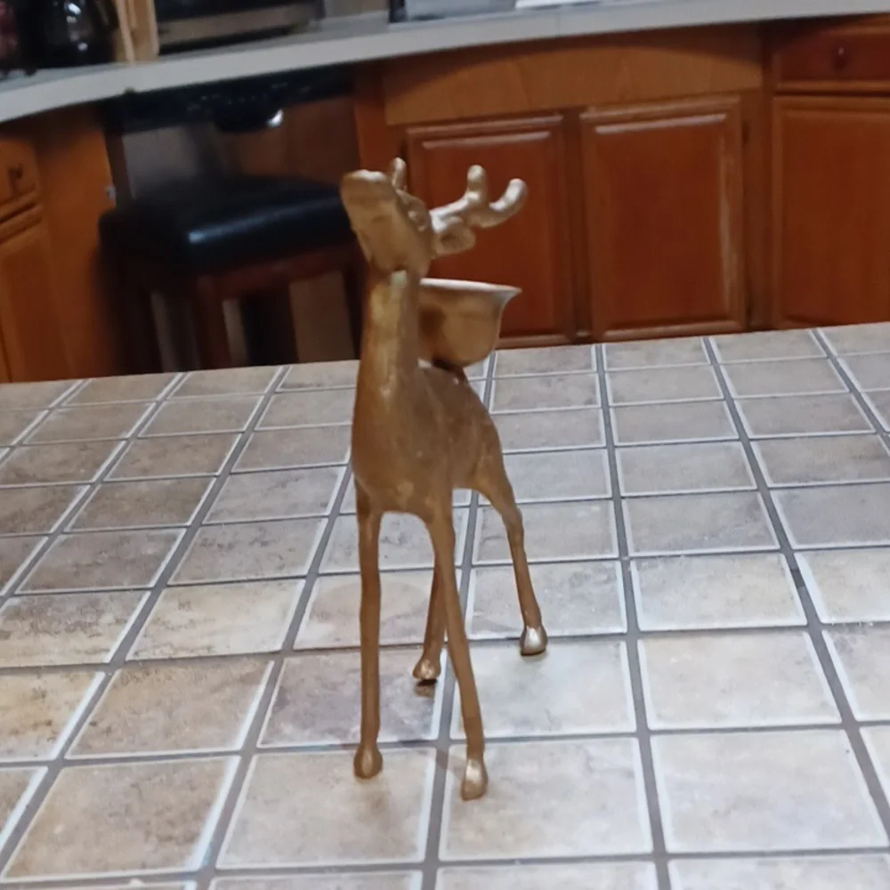 Brass Vintage‎ Reindeer Candle Holder